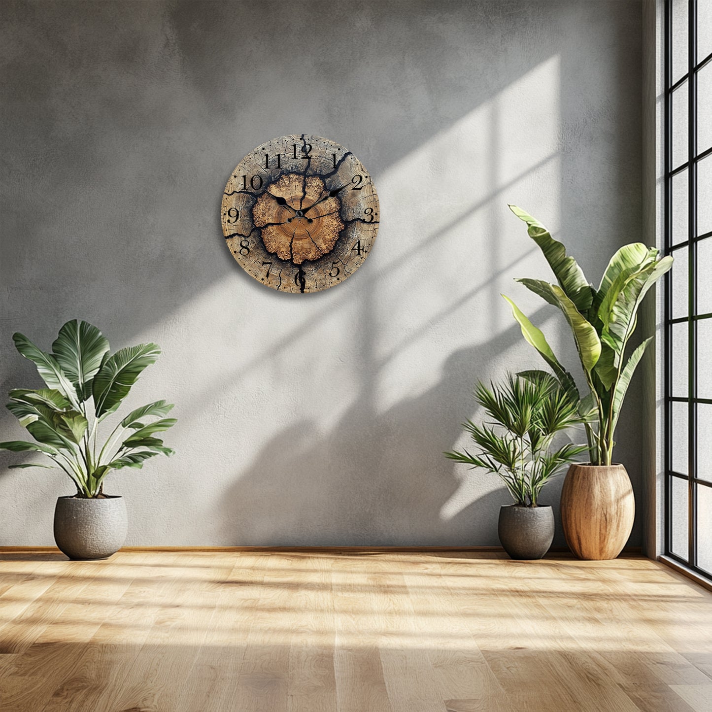 1pc Fantasy Style Analog Wall Clock, Tree Stump Pattern Non-Ticking Clock, Suitable for Living Room, Bedroom, Dining Room Wall Decoration, Ideal Birthday, Easter, New Year Gift, AA Battery Powered (Not Included)