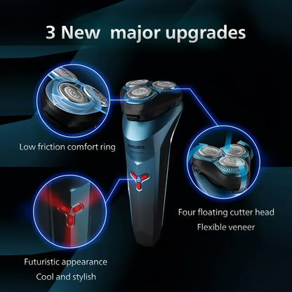 Philips Series 2000 Electric Shaver S2313 PowerCut Blade Four-dimensional Floating Design Air Cushion Shaving Head Low Friction Comfort Ring IPX7 Waterproof Dry and Wet Dual Shave Ergonomic Design Wind Speed Cutting System US