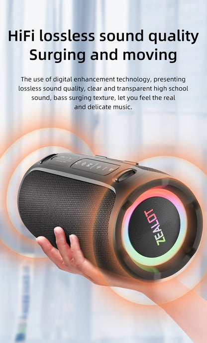 ZEALOT S76 50W Wireless Speaker, Outdoor Portable with RGB Lighting, 8-Hour Playtime, Supports Phone, Tablet, PC, TV. SD, USB, AUX, Dual Pairing Function, Suitable For Car, Camping, Beach, Party
