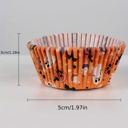 100pcs, Halloween Muffin Cups, Cupcake Cups, Disposable Paper Cupcake Liners, Cute Muffin Molds, Baking Tools, Kitchen Gadgets, Kitchen Accessories