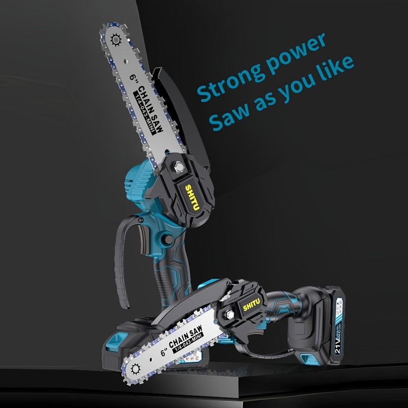 2025 new mini chainsaw wireless, lightweight and portable handheld electric tree cutting machine, equipped with splash guard, safety lock, rechargeable battery and safe trimming, can quickly cut tree branches, yards, homes an