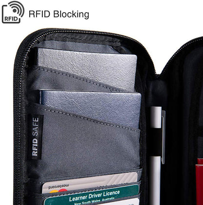 1pc Family Passport Holder With A Sim Card Slot And Eject Pin, RFID Blocking Passport Wallet, Waterproof Ticket Document Organizer Bag With Chain Strap, Up To 6 Passports 9 Credit Cards