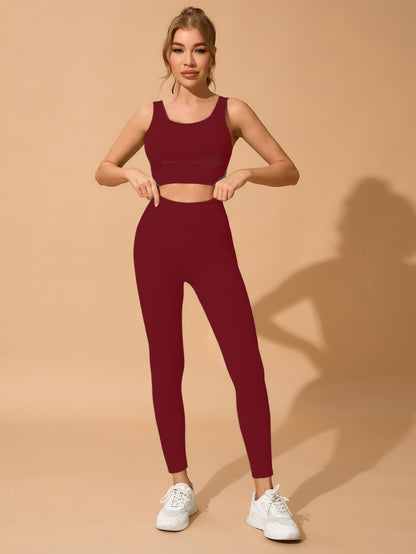 Seamless Yoga & Fitness Set - Quick-Dry, Moisture-Wicking Nylon Blend Sports Bra and Leggings for Women