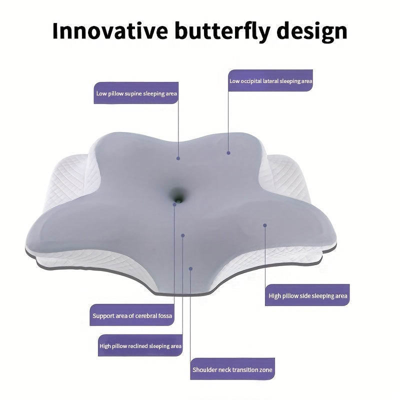 Almofada Cervical (1 unidade) - Almofada de Suporte para o Pescoço com Recuperação Lenta e Design Ergonómico, Fronha Lavável à Máquina - Ideal para quem dorme de lado, de costas ou de barriga para baixo.