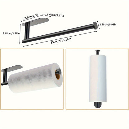 1pc Self-Adhesive Paper Towel Holder Under Cabinet For Kitchen, Bathroom Tissue And Towel Holder, Plastic Wrap And Roll Paper Storage Storage Rack, Home Kitchen Bathroom Supplies