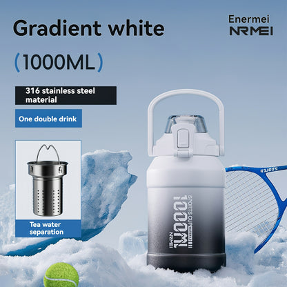 NRMEI Insulated Water Bottle with Straw, Double-Wall Vacuum Stainless Steel Thermos with Handle, Perfect for Sports and Gym Use