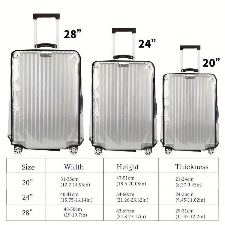 3pcs Luggage Protective Covers, Check-in Shockproof Thick PVC Transparent Dustproof Covers for 50.8cm+60.96cm+71.12cm Suitcases, Waterproof & Durable