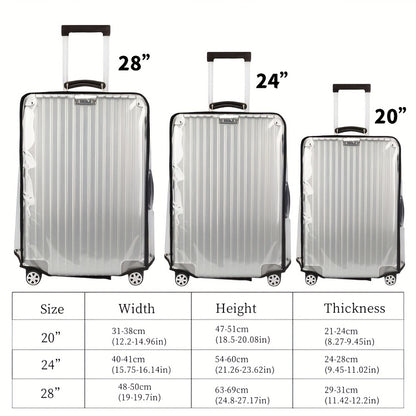 3pcs Luggage Protective Covers, Check-in Shockproof Thick PVC Transparent Dustproof Covers for 50.8cm+60.96cm+71.12cm Suitcases, Waterproof & Durable