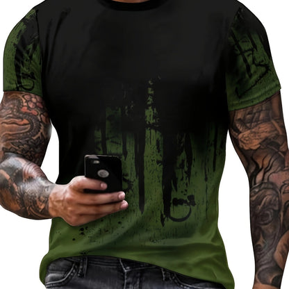 Paint Splash Print, Men's Graphic Design Crew Neck Active T-shirt, Casual Comfy Tees Tshirts For Summer, Men's Clothing Tops For Daily Gym Workout Running