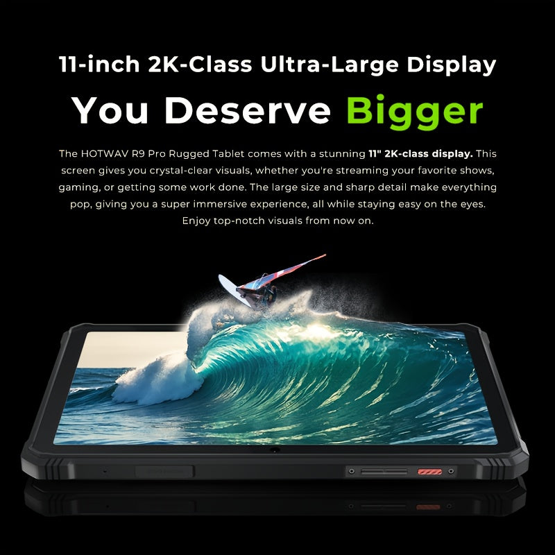 HOTWAV R9 Pro 11inch 2K FHD+Display Tablet, Android 14, 20080mAh 20GB (6GB+14GB Expandable)+256GB (2TB TF) Outdoor Tablet, 64MP Rear Main Camera, 16MP Front Camera, Octa-core/Dual SIM 4G, IP6X & IPX8 High Quality Tablet, Dual