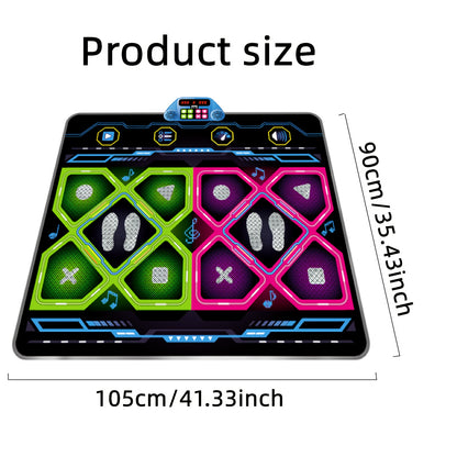Double dance mat for Youngsters, Dance Mixer Rhythm Step Play Mat, Dance Game Toy Gift for Youngsters Girls Boys, Dance Pad with LED Lights, Adjustable Volume, Built-in Music, 3 Challenge Levels (3-12 Years Old)