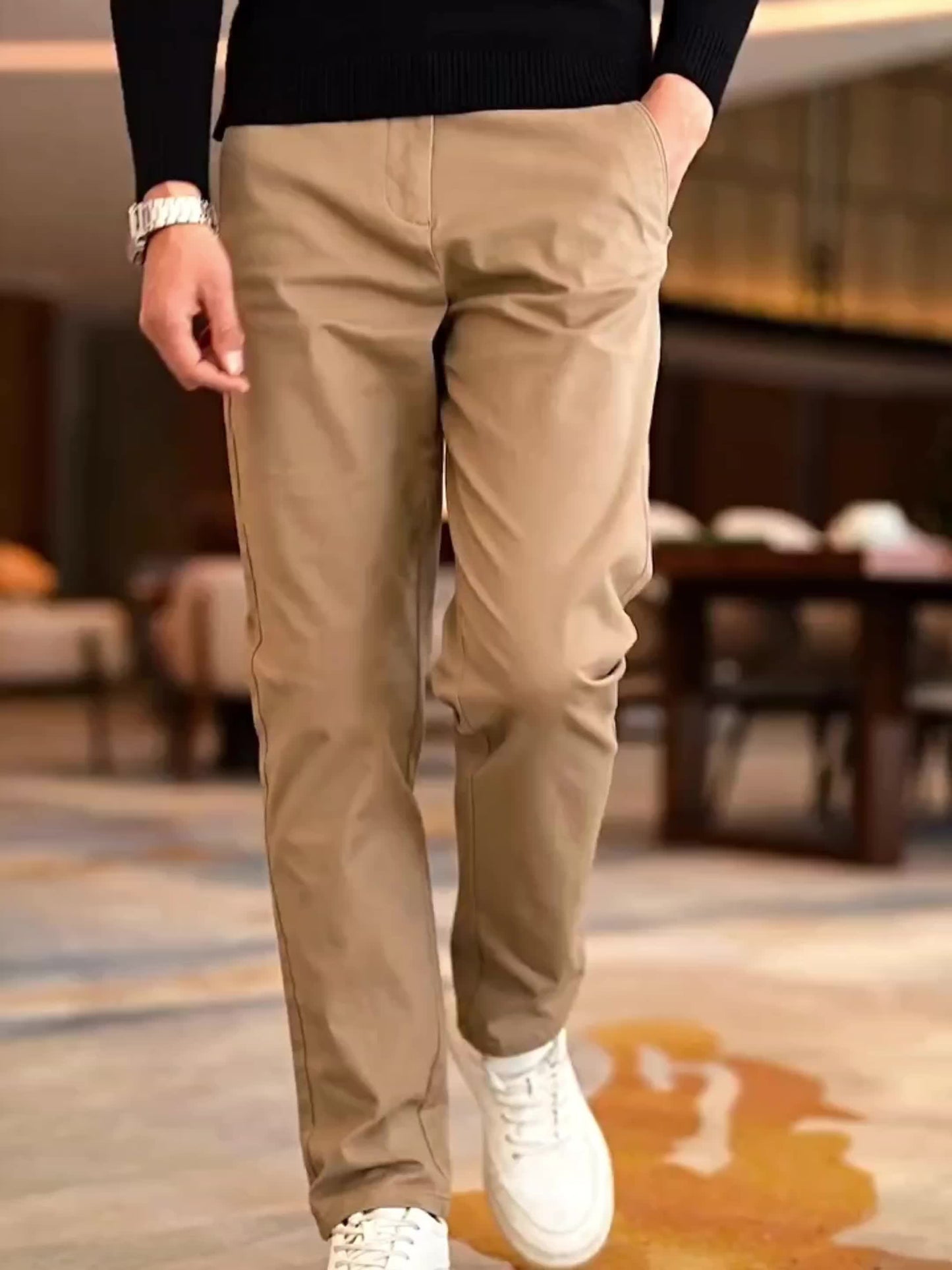 Men'S Business Casual Pants - Stretch Formal Trousers with Button Closure, Mid-Rise Office & Everyday Pants for Fall/Winter, Classic Black Formal & Everyday Attire - Durable Men'S Dress Pants, Business Casual Attire, Sleek De