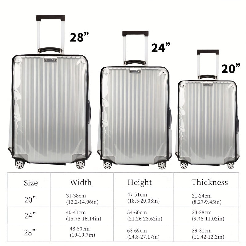 3pcs Luggage Protective Covers, Check-in Shockproof Thick PVC Transparent Dustproof Covers for 50.8cm+60.96cm+71.12cm Suitcases, Waterproof & Durable