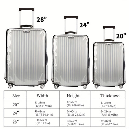3pcs Luggage Protective Covers, Check-in Shockproof Thick PVC Transparent Dustproof Covers for 50.8cm+60.96cm+71.12cm Suitcases, Waterproof & Durable