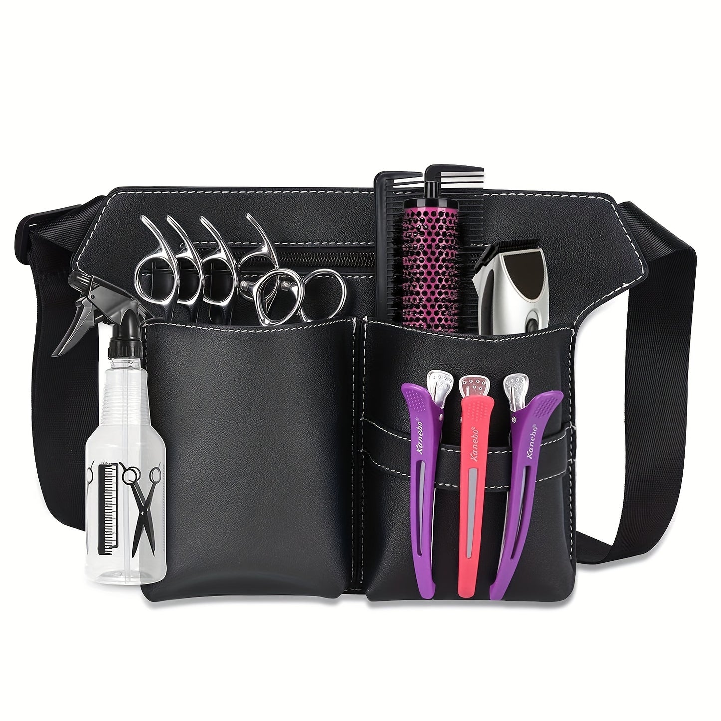 Professional Hairdresser Scissor Bag with Waist Belt - Durable PU Leather Storage Holster for Hair Salon Tools and Accessories