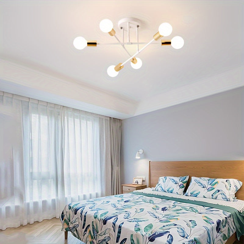 A Modern Artificial Satellite Chandelier with 6 Light Ceiling Fixtures, Featuring E27/E26 Bulb Sockets, Suitable for Bedrooms, Dining Rooms, Kitchens, And Offices.