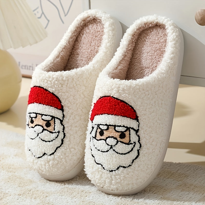 Christmas Tree Pattern Fuzzy Slippers, Winter Warm Closed Toe Flat Floor Shoes, Cozy Soft Sole Plush Home Slippers
