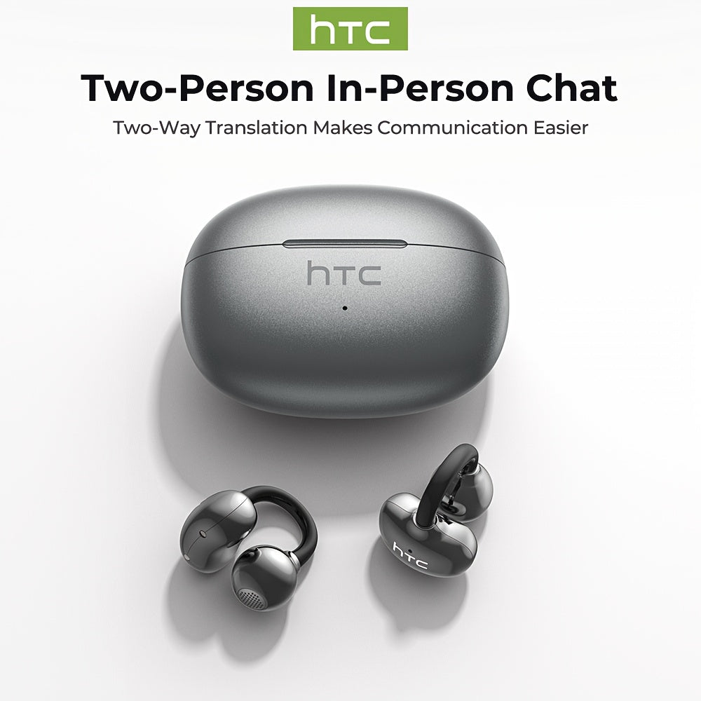 1pc HTC NE55 AI Translation Earbuds Real-time Translation Headphones OWS Open-Ear Wireless Headphones, Latest BT V6.0, Noise Reduction Clear Call, 6.5 Hours Music Long Battery Life, Big speaker Big Volume, Headphones Noise Ca