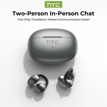 1pc HTC NE55 AI Translation Earbuds Real-time Translation Headphones OWS Open-Ear Wireless Headphones, Latest BT V6.0, Noise Reduction Clear Call, 6.5 Hours Music Long Battery Life, Big speaker Big Volume, Headphones Noise Ca