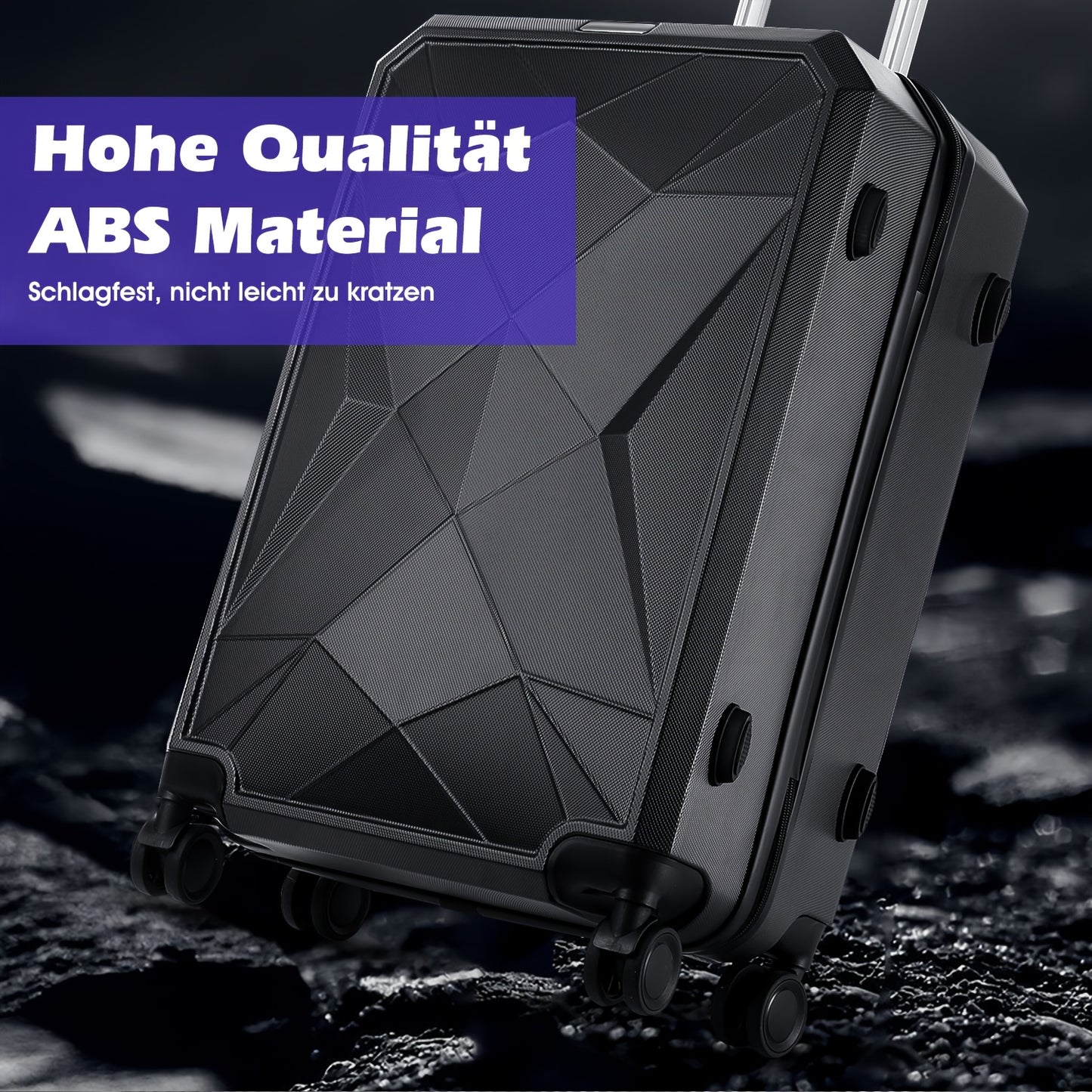 Hardshell Luggage Set Of 4pcs, With 360° Dual Spinner Wheels And Integrated Lock, Carry-on Luggage