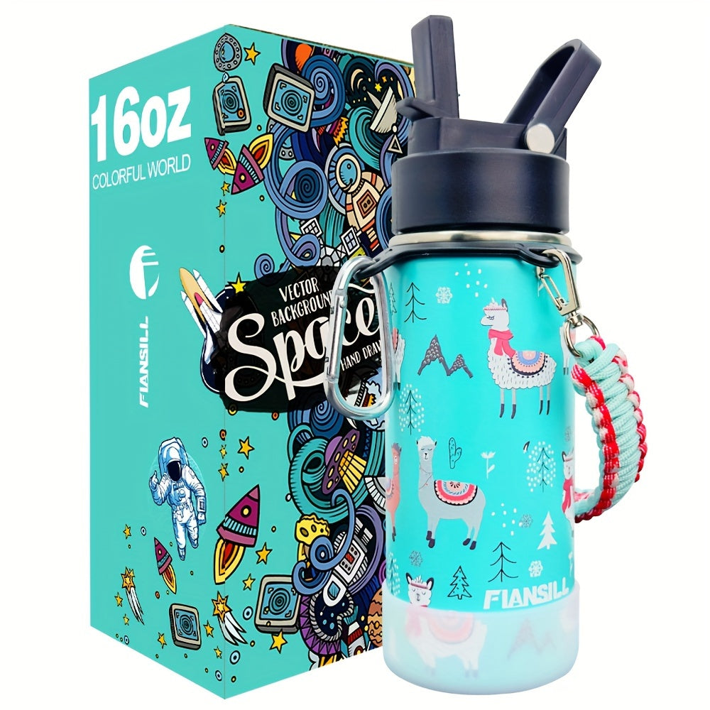 12oz Stainless Steel Vacuum Insulated Water Bottle with Flansill, Leak-Proof, BPA-Free, Portable, Ideal for Students, Daily Hydration Gift for Son and Daughter, Independence Day, Thanksgiving, New Year, Labor Day, Kids