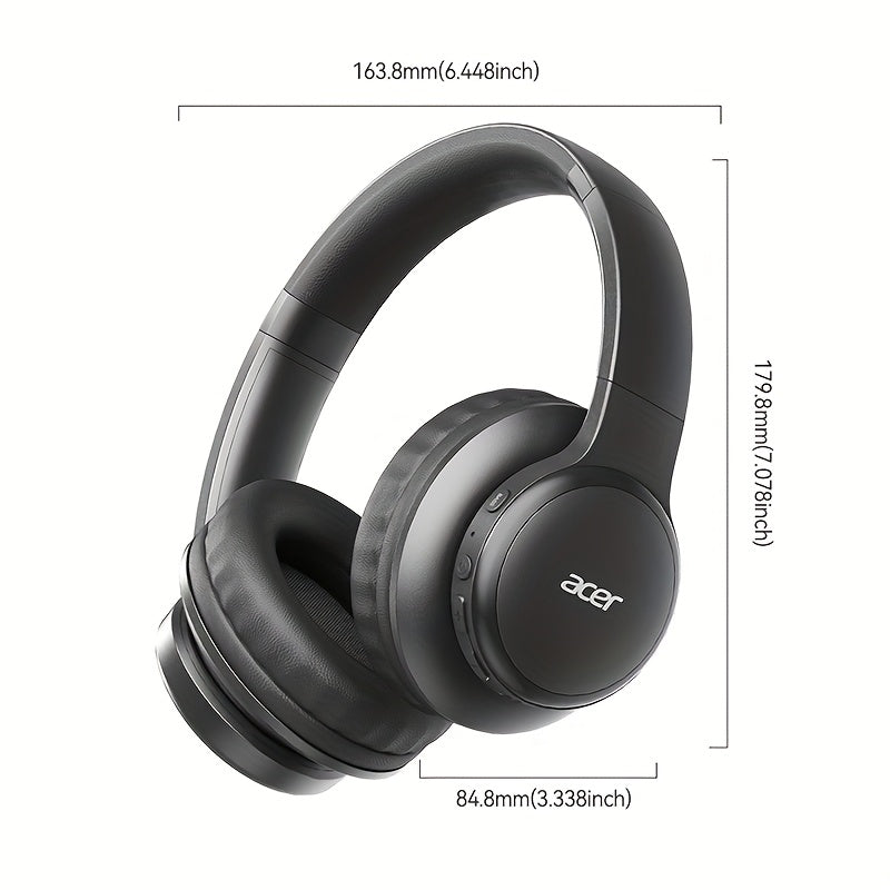 Upgraded Wireless Over-Ear Headphones with Bass-Enhanced Sound, Lightweight Foldable Design Featuring Built-In Microphone. Includes 3.5mm Audio Cable