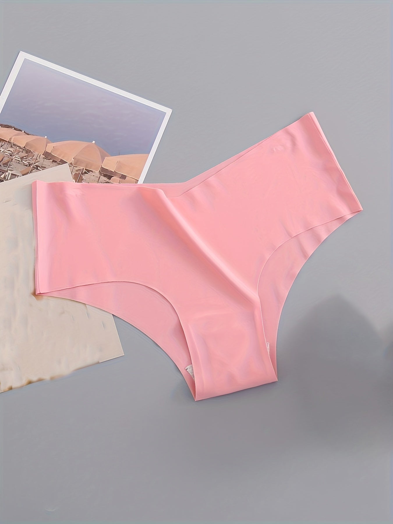 4 Pack Seamless Panties, Sporty & Comfy Solid Brief Panties, Women's Lingerie & Underwear