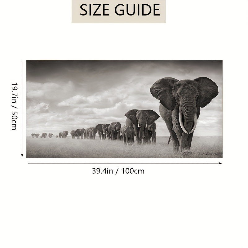 1pc Stunning Wild Animal Mural Wall Art - A Herd of Elephants for Bedroom and Living Room Decor