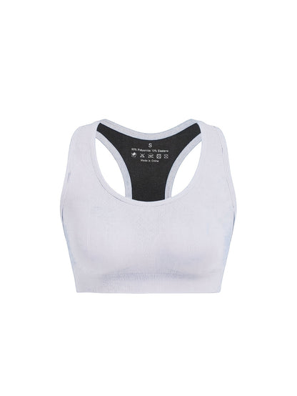 Women's High-Support Sports Bra with Removable Pads - Quick-Dry, Shockproof, Double-Layer Racerback Vest for Running & Fitness, Breathable Nylon-Elastane Blend, Non-See-Through, All-Season Activewear