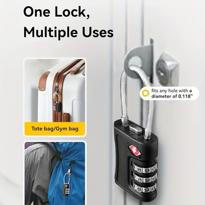 Two Tsa-Approved Combination Locks, Durable And Multifunctional Padlocks.