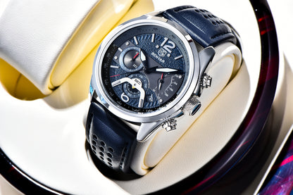BENYAR Men's Luminous Quartz Watch - 42mm, Chronograph & Analog Display, Sporty Business Casual Design with Faux Leather Strap