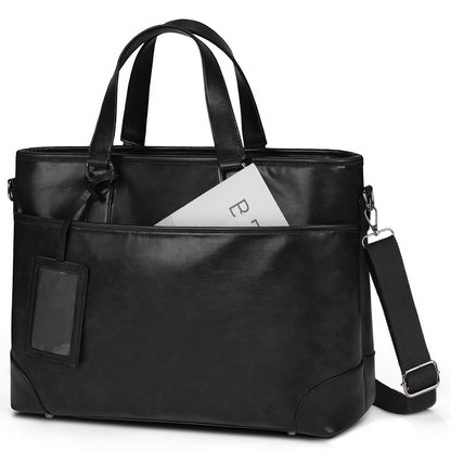 RAINSMORE Men's large-capacity 15.6-inch laptop briefcase Men's PU Leather briefcase shoulder bag commuting business bag