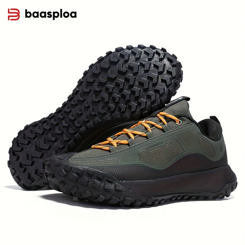 Sapatilhas de caminhada e trail para homem BAASPLOA para todas as estações - Sapatilhas casuais com atacadores, topo em tecido resistente, interior respirável, sola antiderrapante em MD, de cano baixo, ideal para as atividades de lazer diárias.
