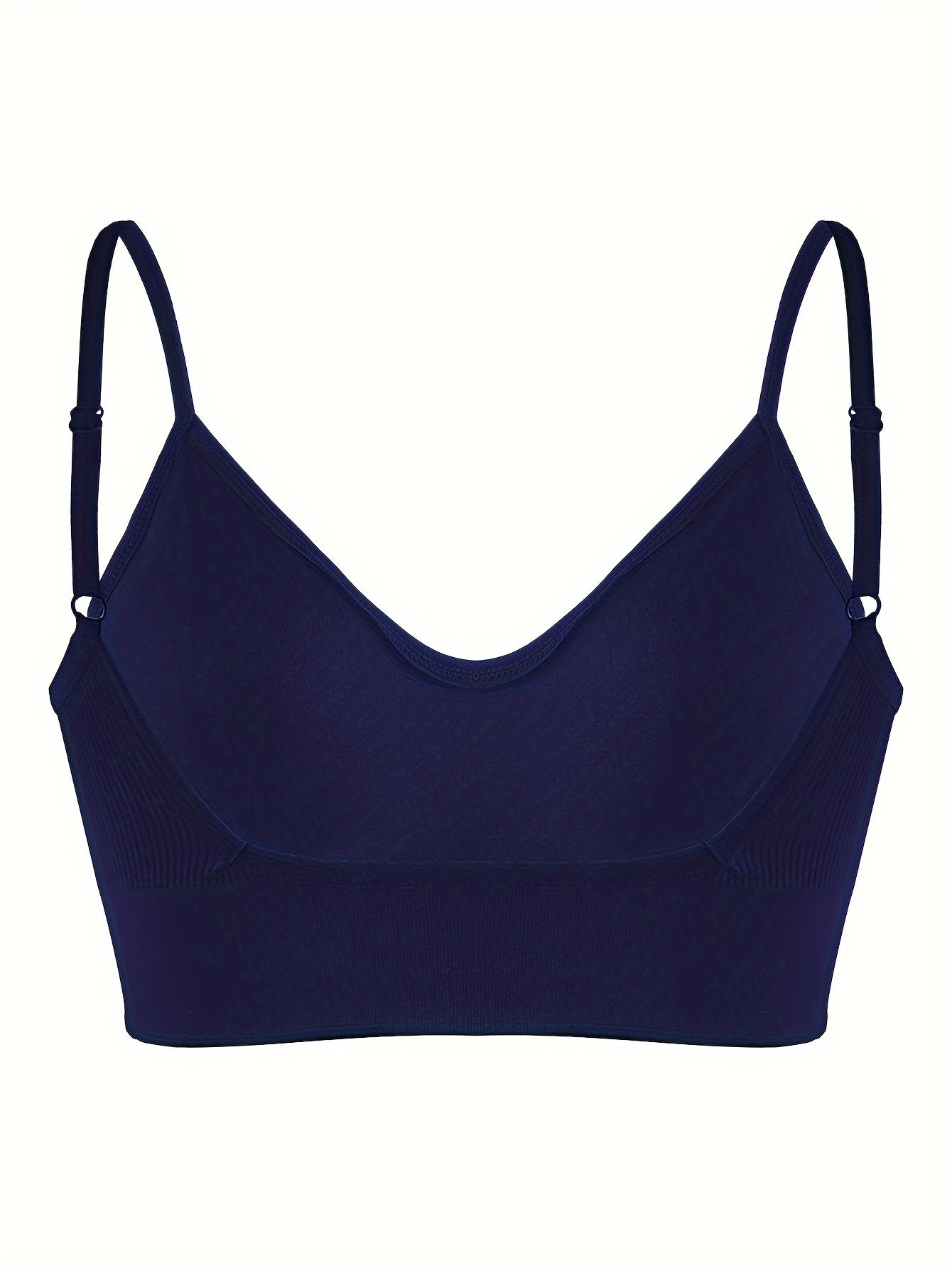 Solid Ribbed Sports Bra, Comfy & Breathable Workout Fitness Intimates Bra, Women's Lingerie & Underwear
