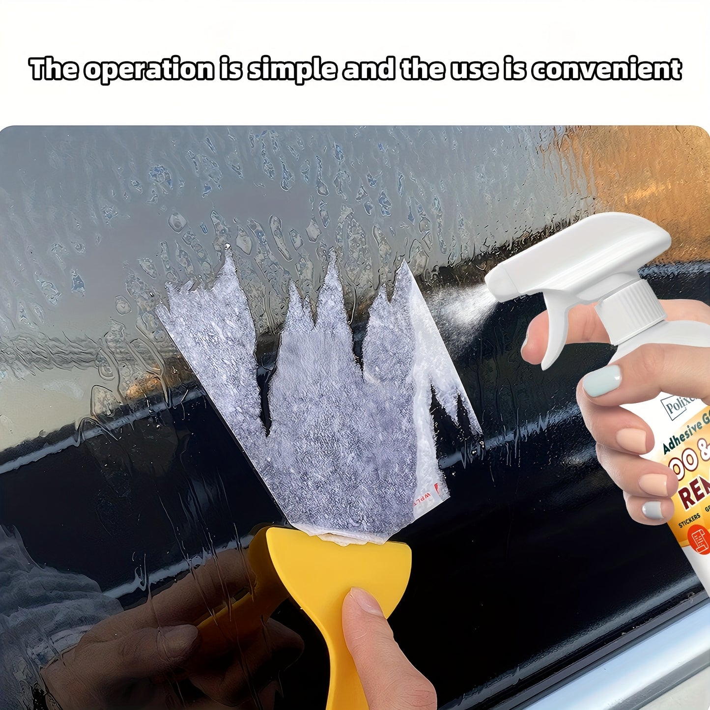 Glue Adhesive Remover, Sticker Residue Removal Spray Easily Takes Off Tape, Labels, Rubber and Film Residue from Glass & Plastic with Scraper & Towel, Wave Goodbye to Sticky Situations - 300ml/10oz