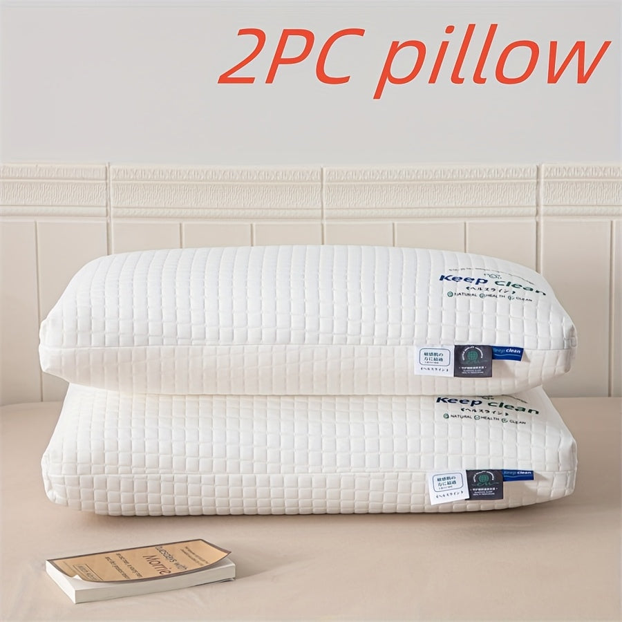 2 Ergonomic Luxury Neck Pillows - Adjustable Cervical Support, Breathing Fabric & Machine Washability for All Sleepers (Side/Back), Hotel-Quality Comfort in Elegant Textured White with Zipper Cover