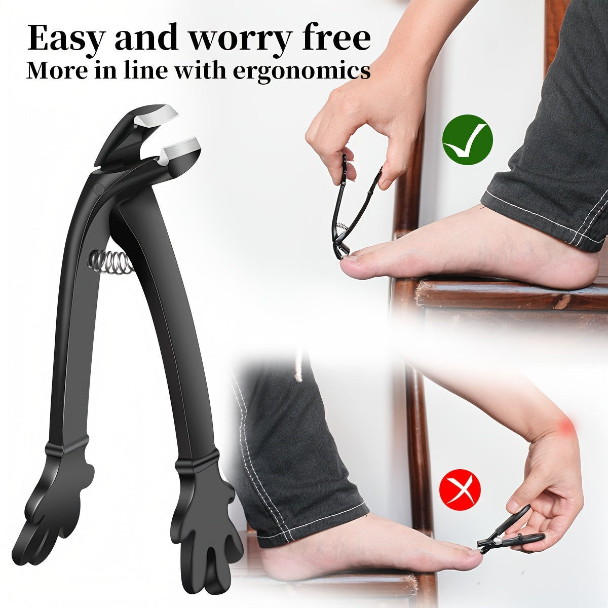 Kit com 6 Cortadores de Unhas Resistentes, Lâmina Curva Inclinada para Unhas Encravadas e Unhas das Mãos, com Mandíbula Larga, Cabo Longo, Lâmina Curva e Design à Prova de Salpicos, Cortadores de Unhas Angulados para Idosos, Homens e Mulheres