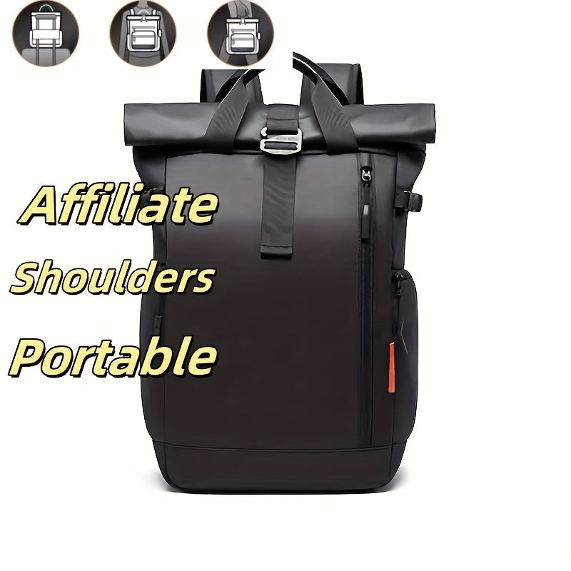 Stylish Business Backpack with Rolling Design, Men's Outdoor Commuter Bag, Casual Daypack Suitable for Outings and Leisure Travel, 15.6-inch Laptop Sleeve