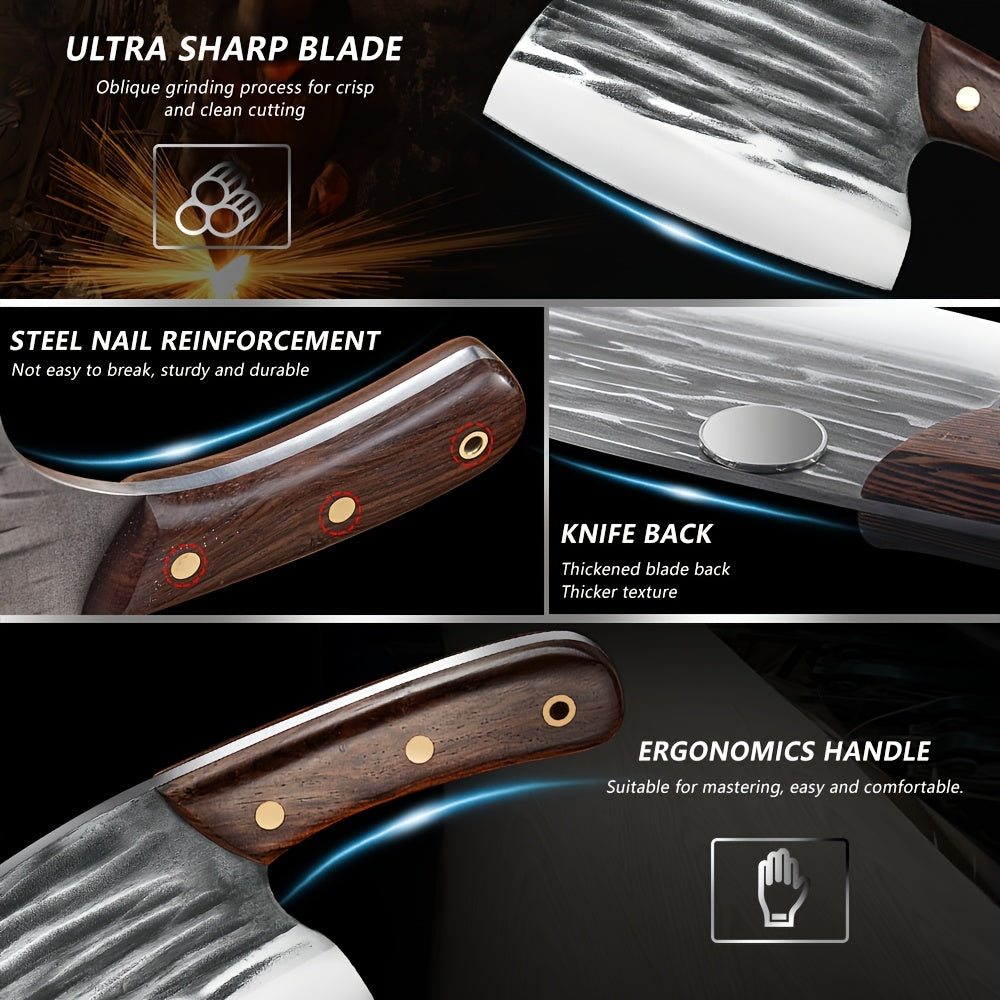 8pcs Japanese Knife Set 5Cr15 Stainless Steel Complete Kitchen Knife Set High Quality Chef Knife Butcher Knife Vegetable Cooking Knife Slices with Wooden Handle And Nylon Bag for Women Men Gifts