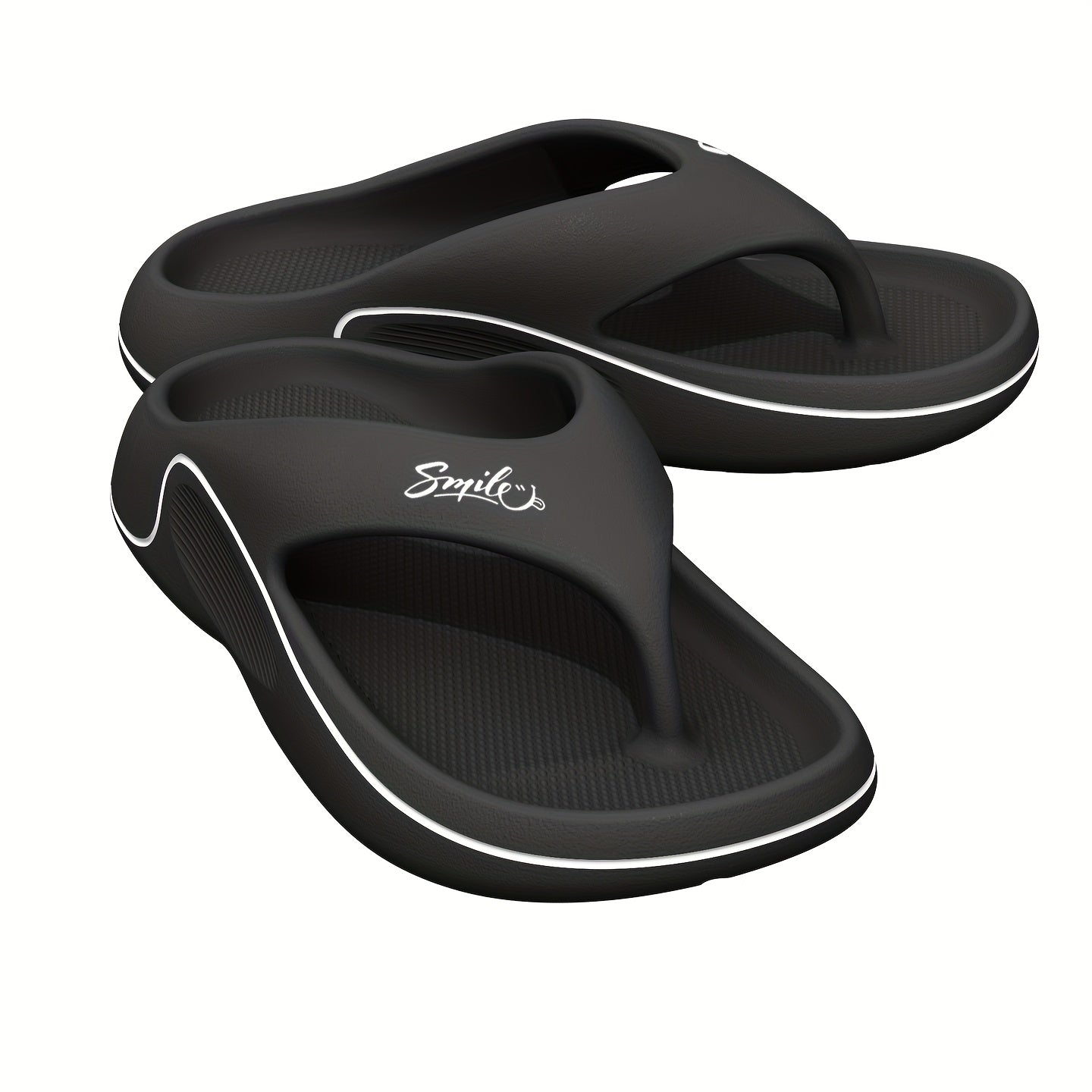 Non-Slip Slip-On Slippers - Heavy-Duty Cushioned EVA Indoor/Outdoor House Shoes, Anti-Slip Sole for Bathroom, Pool, Gym, Patio - Lightweight & Easy-Clean Unisex Adult Slippers (Black) - Ideal for Home, Hotel, Spa Use