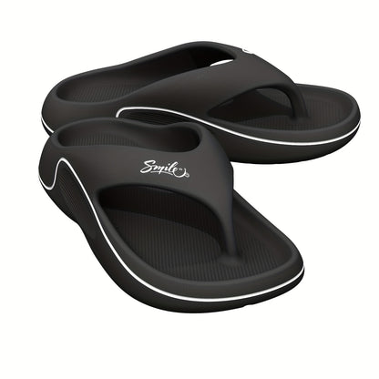 Non-Slip Slip-On Slippers - Heavy-Duty Cushioned EVA Indoor/Outdoor House Shoes, Anti-Slip Sole for Bathroom, Pool, Gym, Patio - Lightweight & Easy-Clean Unisex Adult Slippers (Black) - Ideal for Home, Hotel, Spa Use