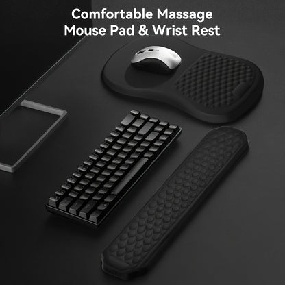 Ergonomic Memory Foam & Non-Slip Mouse Pad with Wrist Rest - Massage Design for Pain Relief, Comfortable Wrist & -Skid Base, Office/Gaming Desk for Computer, PC, Laptop, Remote Work - Accessory for Hand