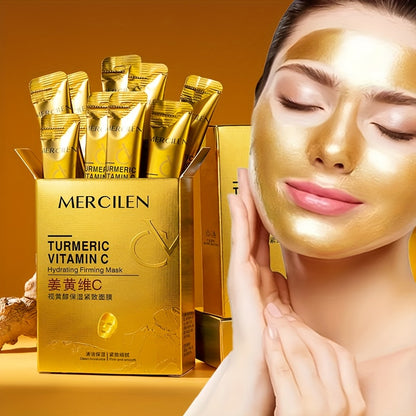 Turmeric Vitamin C retinol Moisturizing and firming Mask 6g*10 pack, containing collagen, vitamin E, niacinamide and plant squalane, deep cleaning, moisturizing and firming, even Light Beige, fine pores, suitable for all Ligh