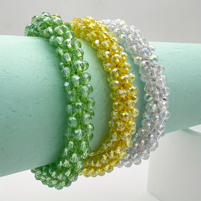 Esbbela 3pcs Bracelet Set Holiday Gift Beaded Artificial Crystal Stackable Strap Set with Elasticity Suitable for Women Men 16.51-20.32 cm Daily Vacation