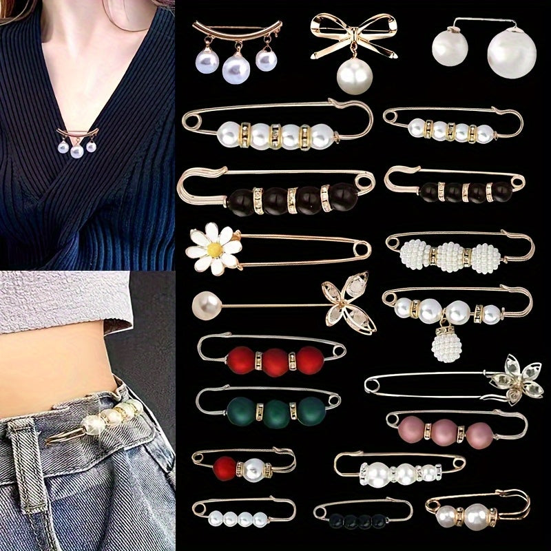 12pcs/Set(Styles And Sizes Mixed Randomly) Assorted Size Combination Set Randomly Packed. Waist Pins for Adjusting Waist Size, Multifunctional Clips for Securing Clothing, Suspenders, Skirts, And Anti-Exposure Pants Clips. Su