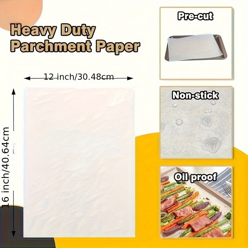 100 Sheets 30.48x40.64 cm Precut Baking Paper - Nonstick Grease-Resistant Multi-Purpose Kitchen Paper for Baking, Cooking, Frying & Food Prep - Heavy-Duty &, Cooking Liner, Convenient Size, Foodsafe Material, Professional Che