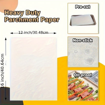 100 Sheets 30.48x40.64 cm Precut Baking Paper - Nonstick Grease-Resistant Multi-Purpose Kitchen Paper for Baking, Cooking, Frying & Food Prep - Heavy-Duty &, Cooking Liner, Convenient Size, Foodsafe Material, Professional Che