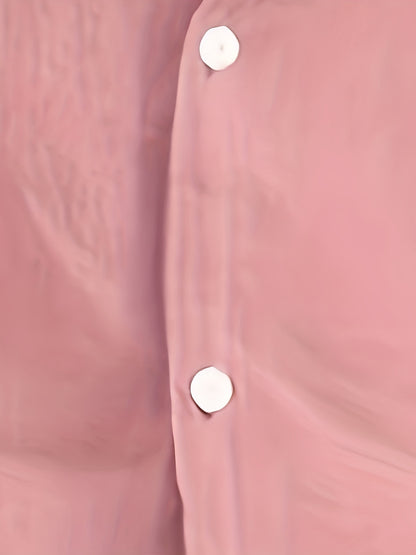 Solid Color Men's Cotton Long Sleeve Button Up Shirt, Men's Spring Fall Lapel Top