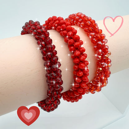 Esbbela 3pcs Bracelet Set Holiday Gift Beaded Artificial Crystal Stackable Strap Set with Elasticity Suitable for Women Men 16.51-20.32 cm Daily Vacation