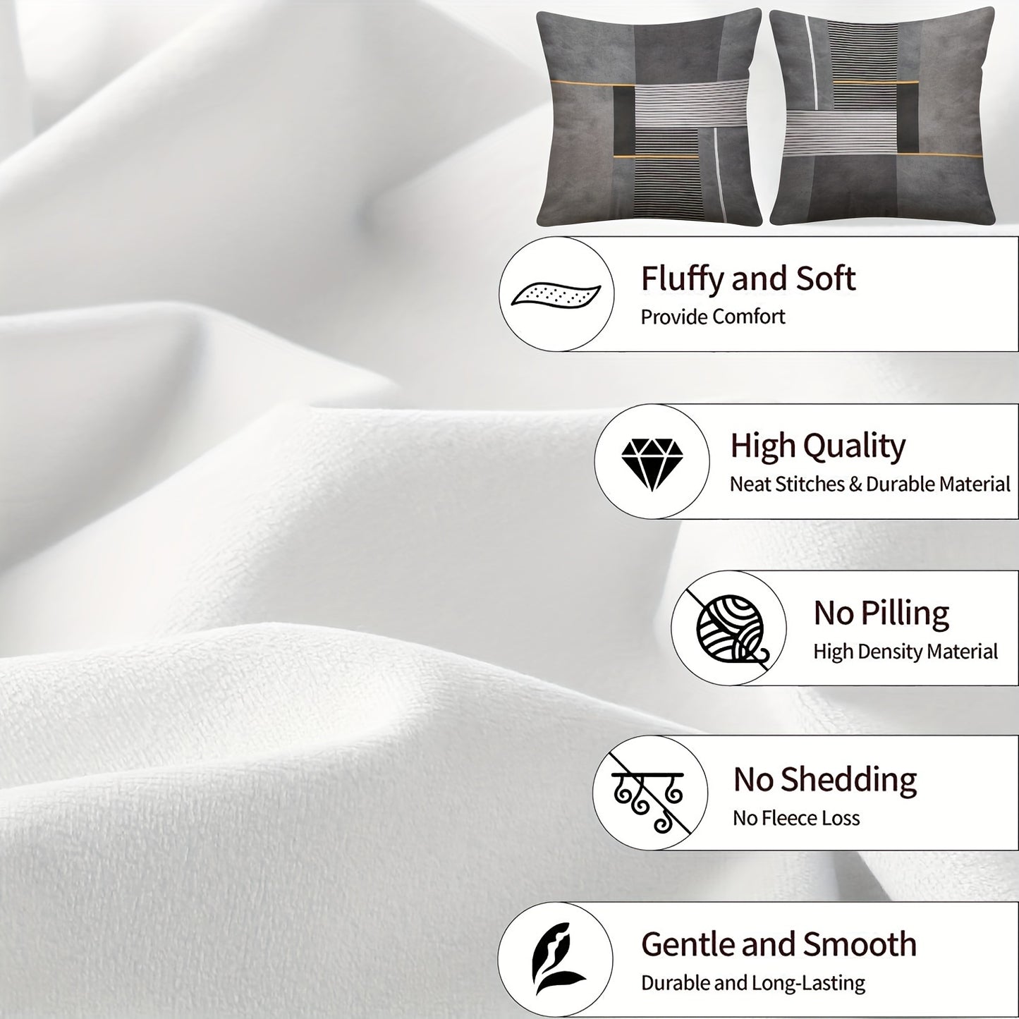 2pcs Modern Geometric Throw Pillow Covers, 45.72x45.72 cm, Dual-Sided Design, Soft Polyester, Zip Closure - Perfect for Living Room & Bedroom Decor (Inserts Not Included)